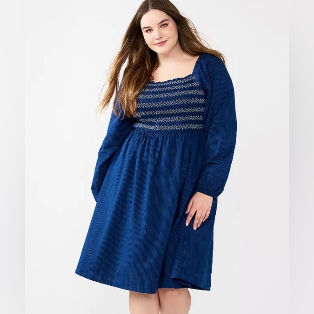 NEW DRAPER JAMES RSVP Puff Sleeve Smocked‎ Dress. Small